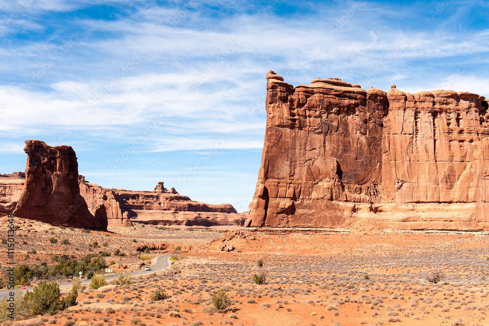 Fototapeta premium sandstone monuments at Park Avenue in Arches National Park, Utah