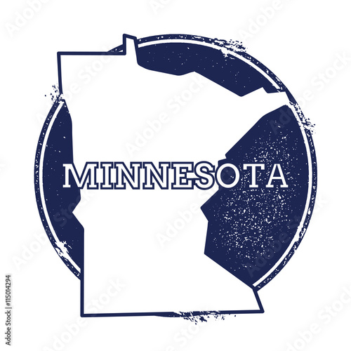 Minnesota vector map. Grunge rubber stamp with the name and map of Minnesota, vector illustration. Can be used as insignia, logotype, label, sticker or badge of USA state.