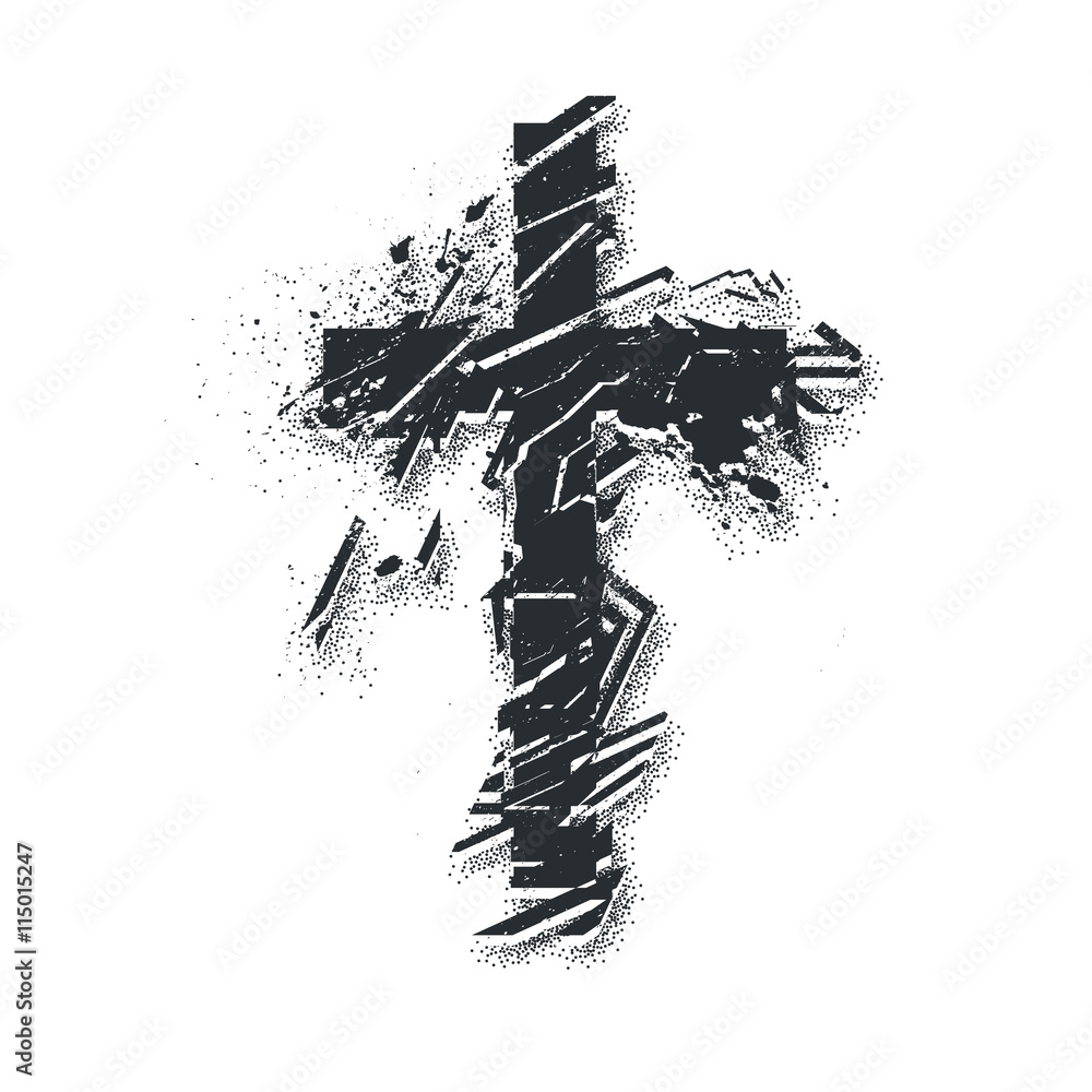 Vector christian cross symbol. Grunge illustration Vector christian cross symbol. Grunge illustration