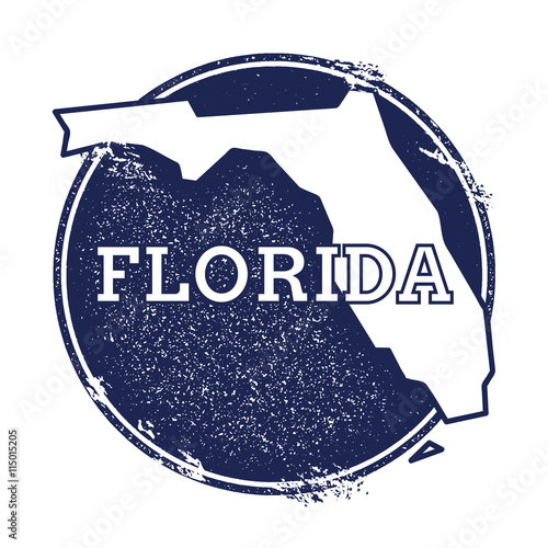 Florida vector map. Grunge rubber stamp with the name and map of Florida, vector illustration. Can be used as insignia, logotype, label, sticker or badge of USA state.