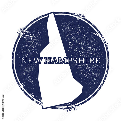 New Hampshire vector map. Grunge rubber stamp with the name and map of New Hampshire, vector illustration. Can be used as insignia, logotype, label, sticker or badge of USA state.