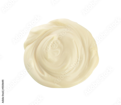 Handful of cream isolated on white background. Top view