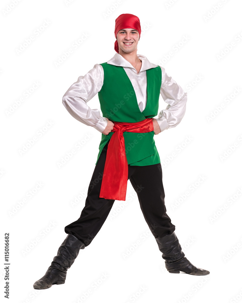 Fotografie Dancing man wearing a pirate costume