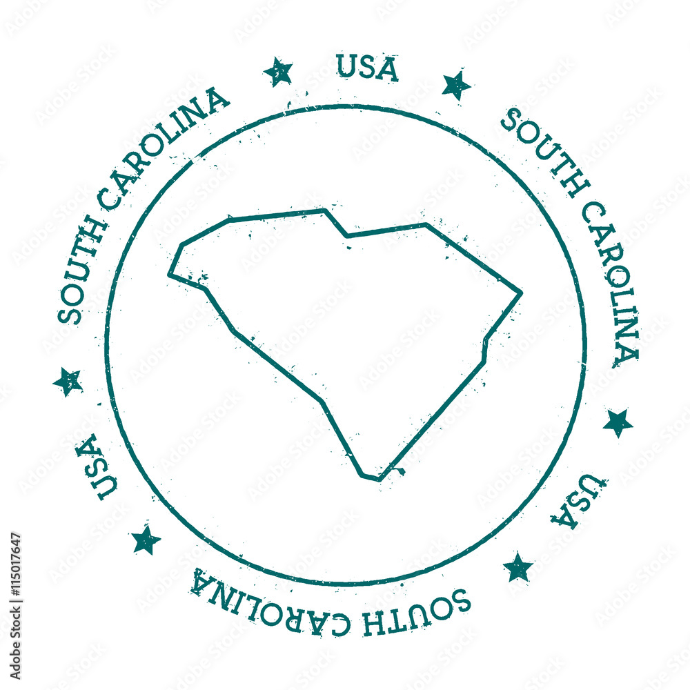 South Carolina vector map. Retro vintage insignia with US state map ...