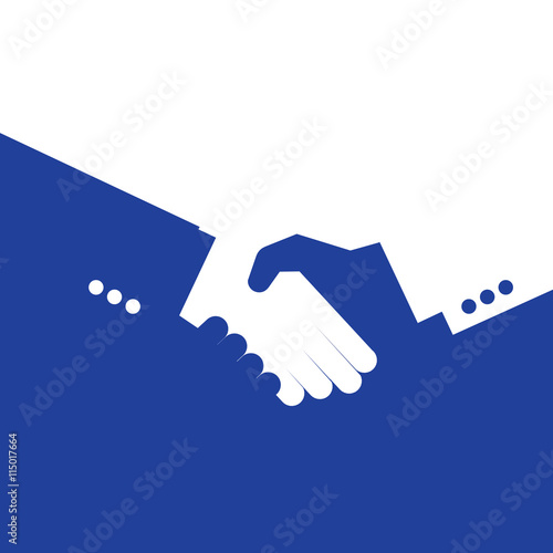 Vector partnership handshake illustration. Background for business and finance. Blie and white.

 photo