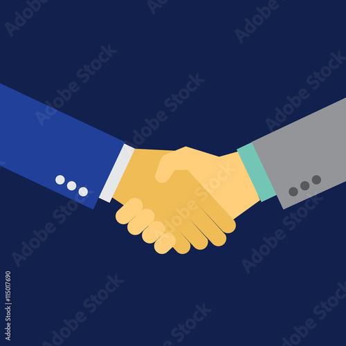 Vector partnership handshake illustration. Background for business and finance.

