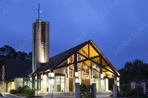 Church illuminated at night photo