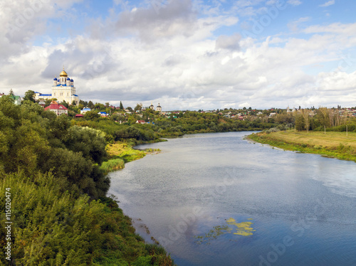 View from the bridge of the city Yelets and the river Bystraya S