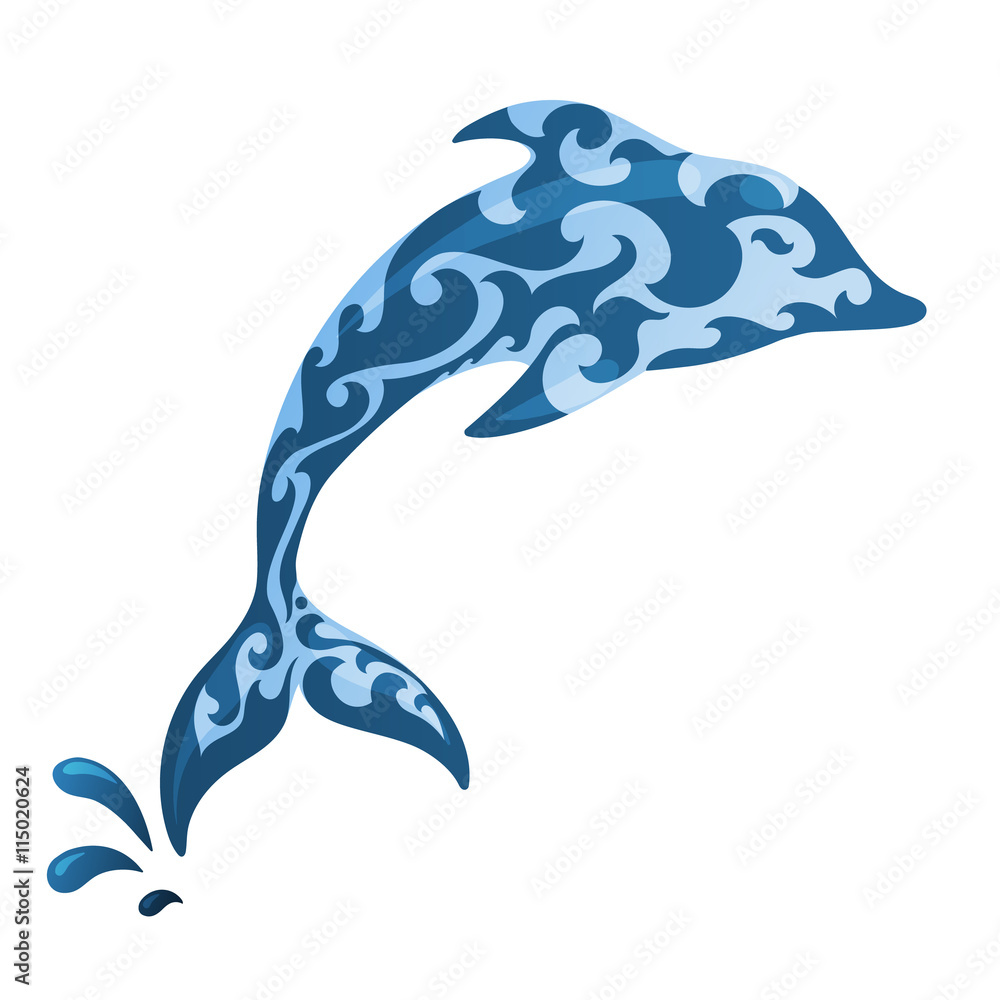 Obraz premium Blue ornamental dolphin