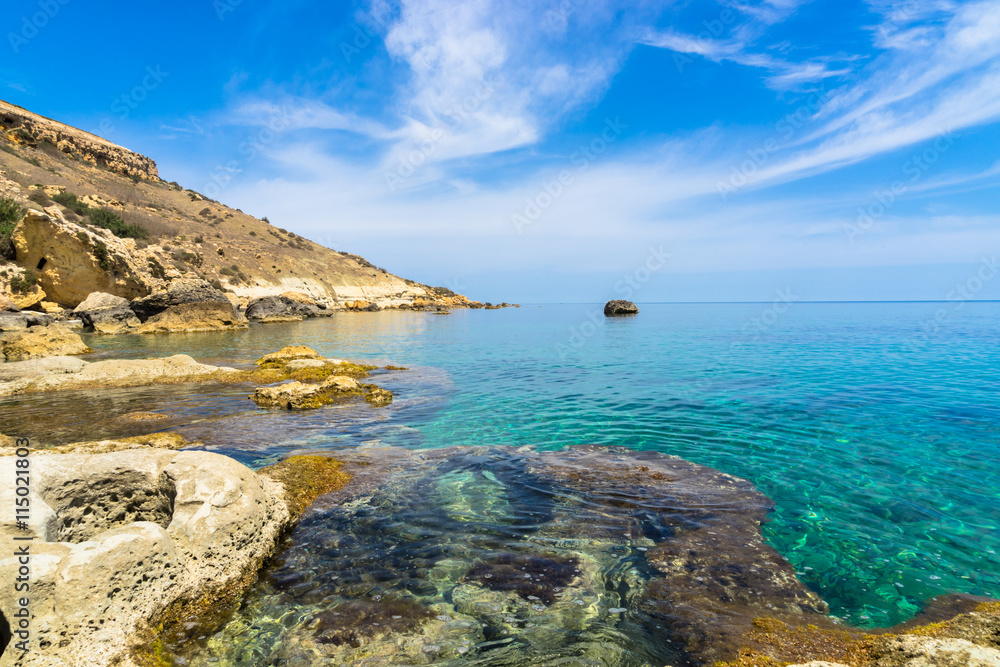 Rocky coastline of Gozo