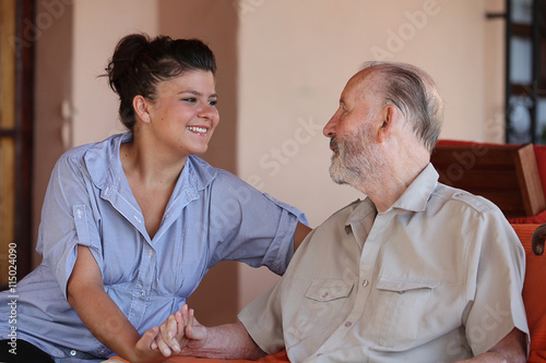 Принти на полотні carer with senior man