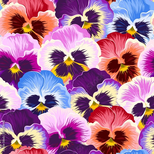 Seamless varicolored pansies