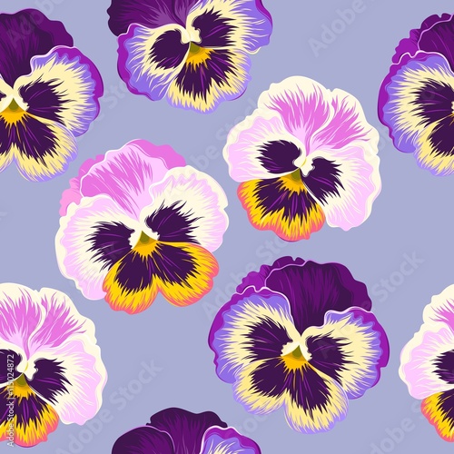 Seamless varicolored pansies