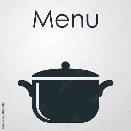 Icono plano Menu y olla sobre fondo degradado gris #1