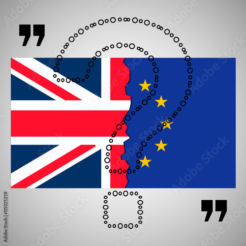 Brexit. Separated Flags of European Union and United Kingdom