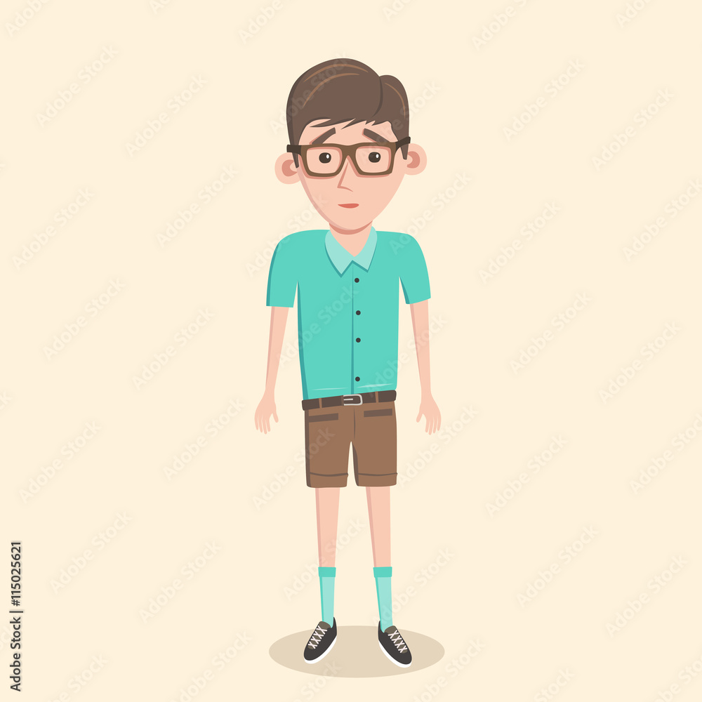 Cartoon illustration of a nerd boy