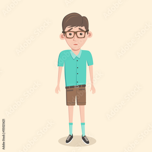 Cartoon illustration of a nerd boy