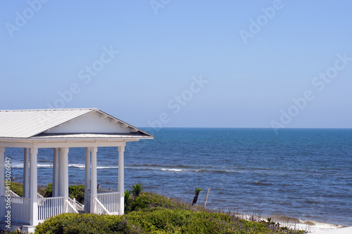 White gazebo on a beach