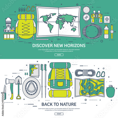 Travel,Hiking Background.Line art. Mountain Climbing.International Tourism,Trip to Nature,World Journey.Summer Holidays,Camping.Exploring and Discovering Adventure,Worldwide Trekking Expedition.Map.