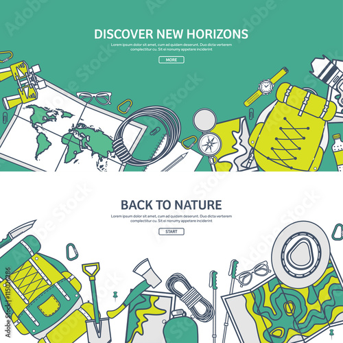 Travel,Hiking Background.Line art. Mountain Climbing.International Tourism,Trip to Nature,World Journey.Summer Holidays,Camping.Exploring and Discovering Adventure,Worldwide Trekking Expedition.Map.