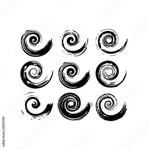 vector pattern with spirals. Black and white texture.