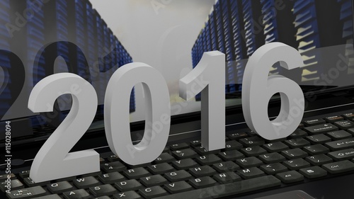 Canvas Print Year 2016 on Computer Keyboard