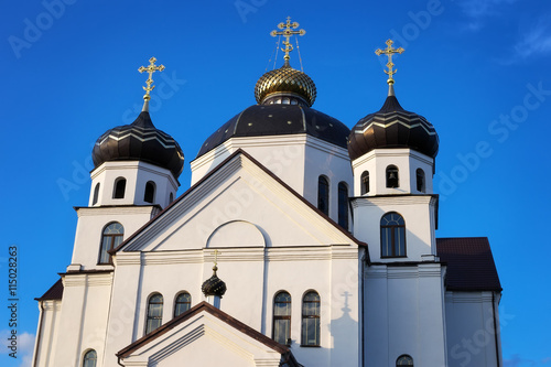 Orthodox Church with domes against the blue sky