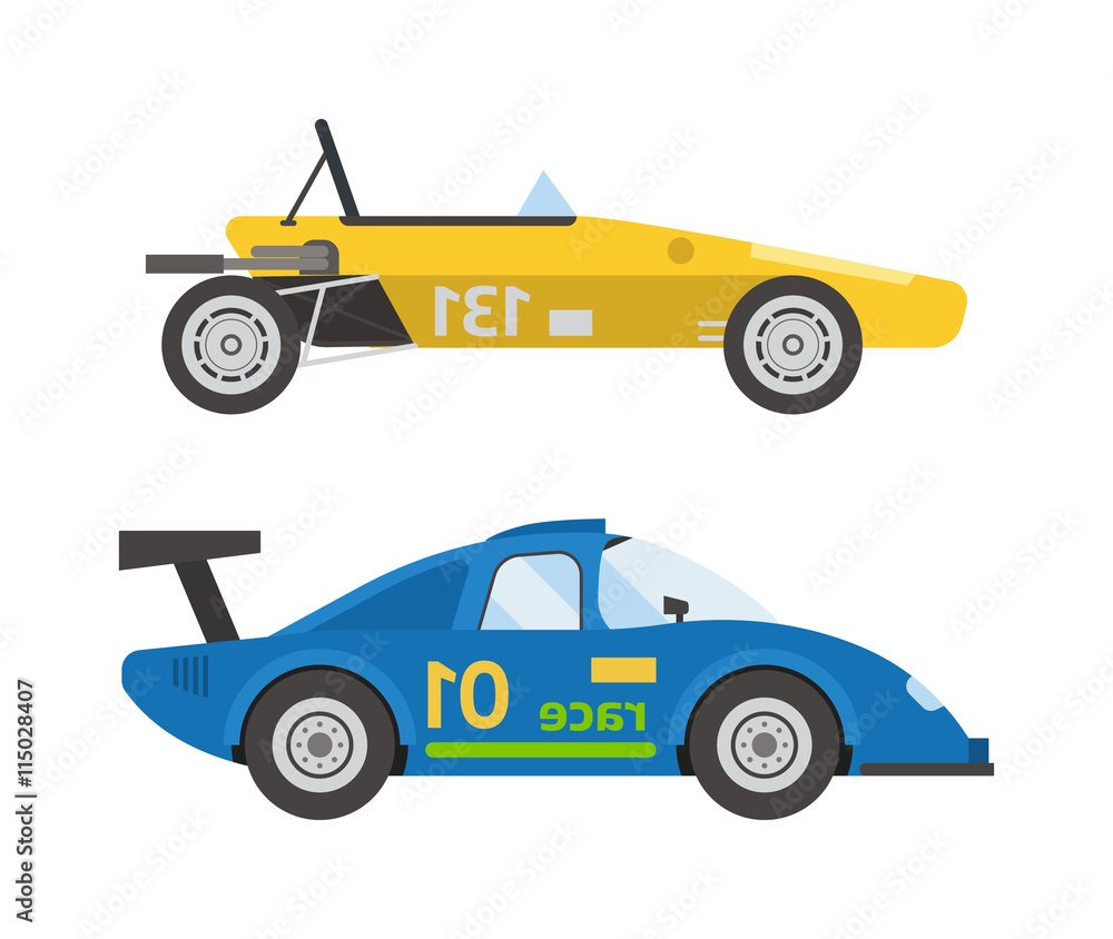 Race retro sport car. Supercar tuning retro sport car and flat style vector retro sport car illustration isolated on white background. Retro sport car vehicle automobile classic transport design. Race retro sport car. Supercar tuning retro sport car and flat style vector retro sport car illustration isolated on white background. Retro sport car vehicle automobile classic transport design.