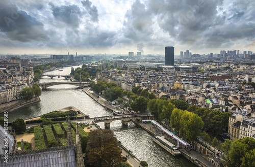 Paris Panorama. View from Cathedral Notre Dame de Paris. France.