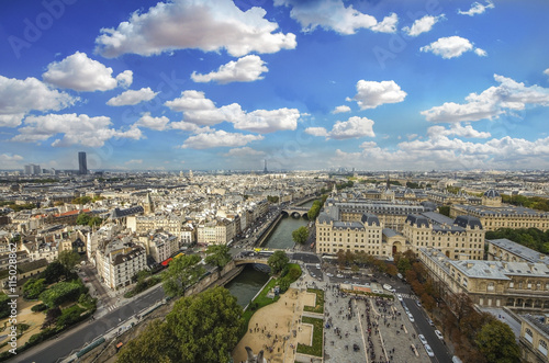 Paris Panorama. View from Cathedral Notre Dame de Paris. France. © Mariana Ianovska