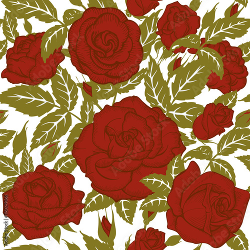 Red roses and leaves