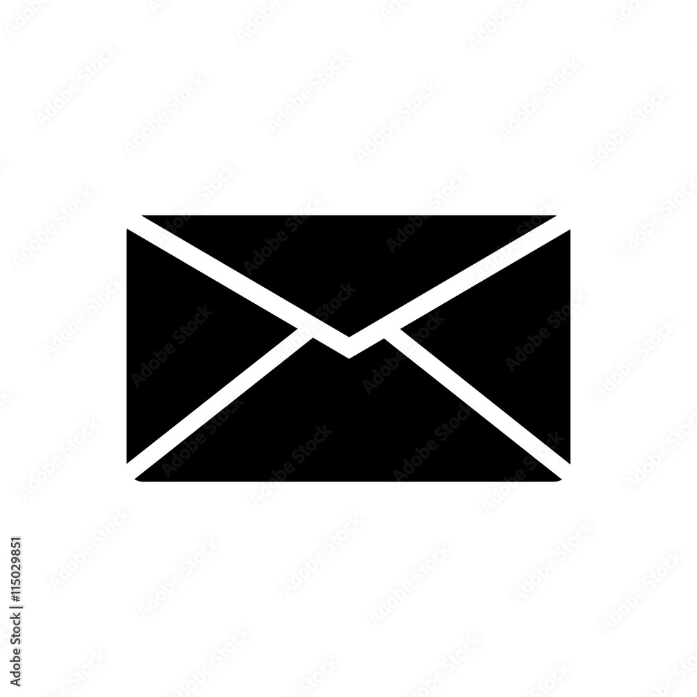 Envelope or message icon. Black icon on white background. Envelope or message icon. Black icon on white background.
