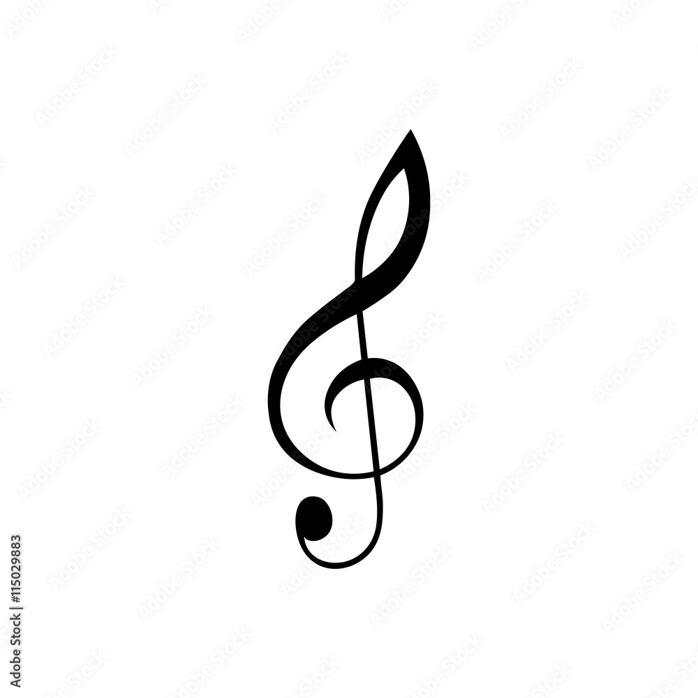 Treble clef icon. Black icon on white background. Treble clef icon. Black icon on white background.