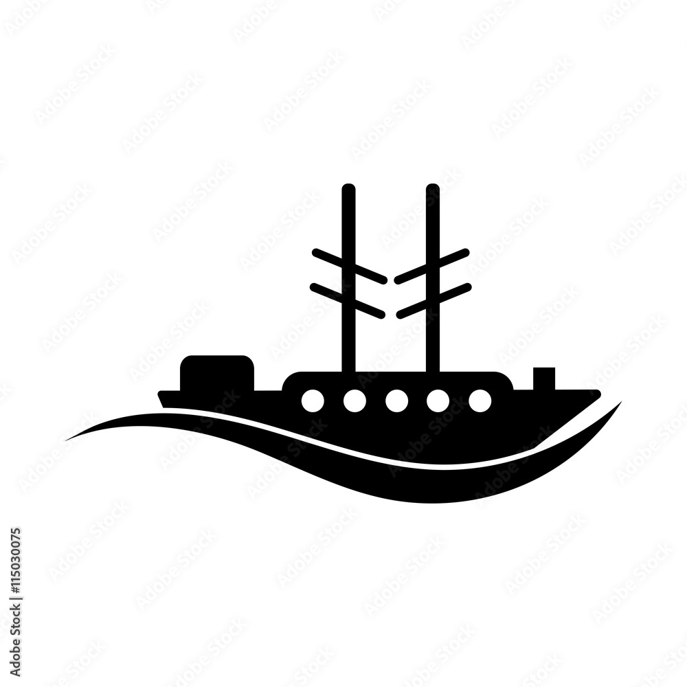 Ship icon. Black icon on white background. Ship icon. Black icon on white background.