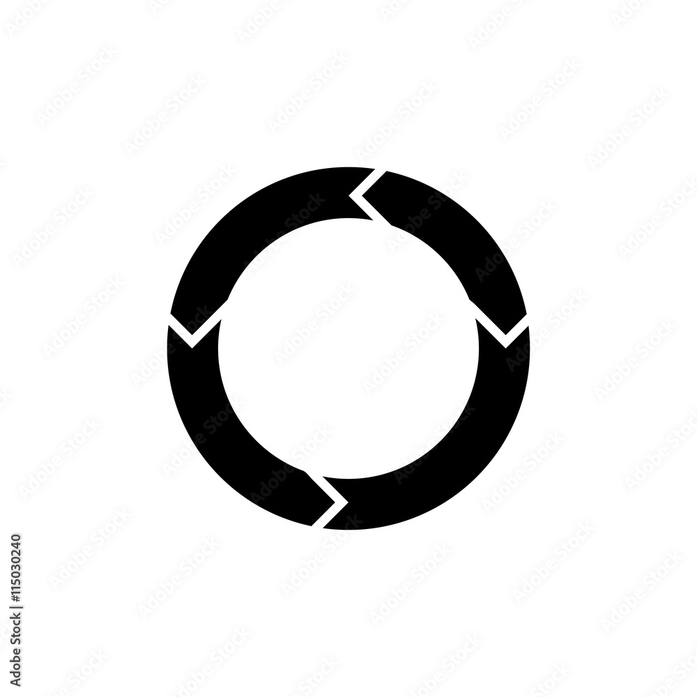 Circular arrows icon. Black icon on white background. Circular arrows icon. Black icon on white background.