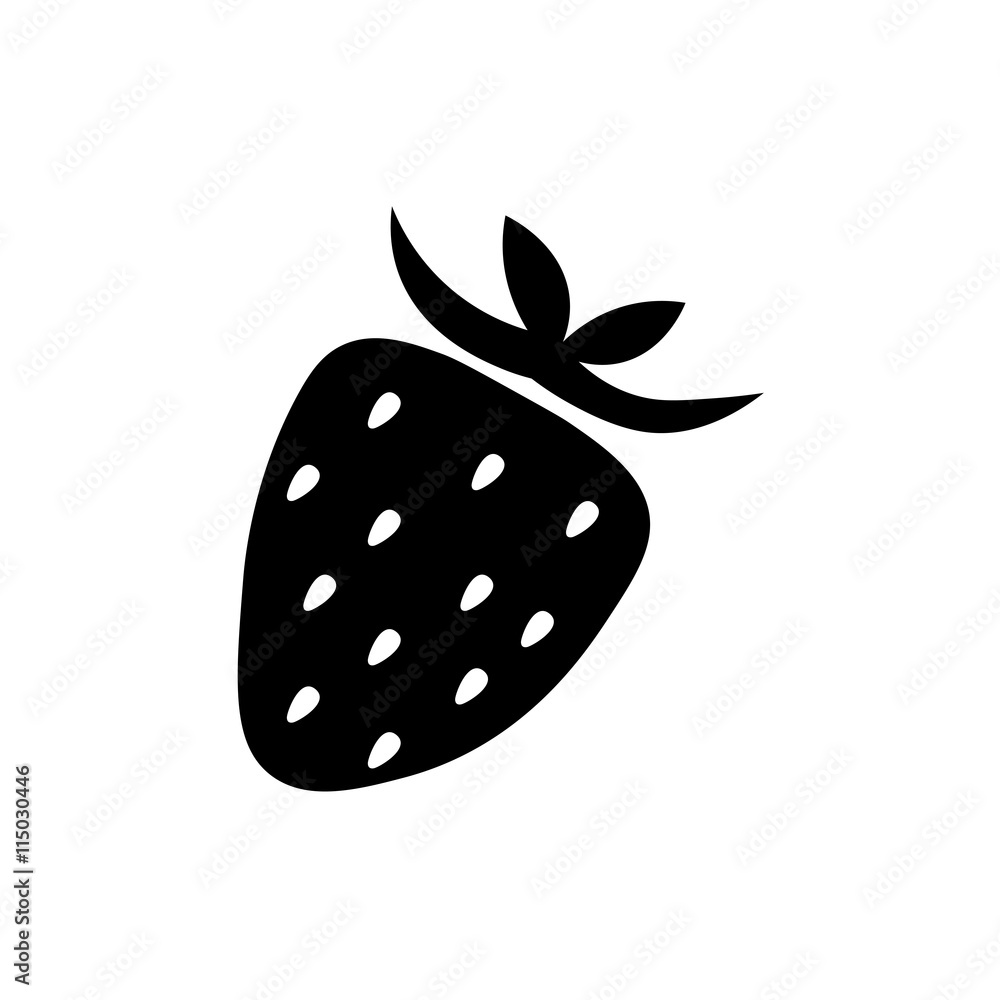 Strawberry icon. Black icon on white background. Strawberry icon. Black icon on white background.