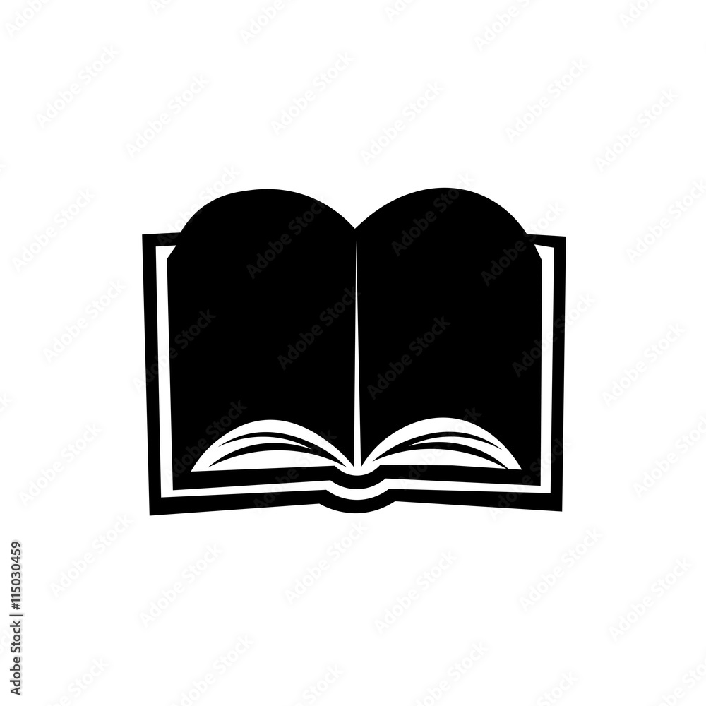 Book icon. Black icon on white background. Book icon. Black icon on white background.