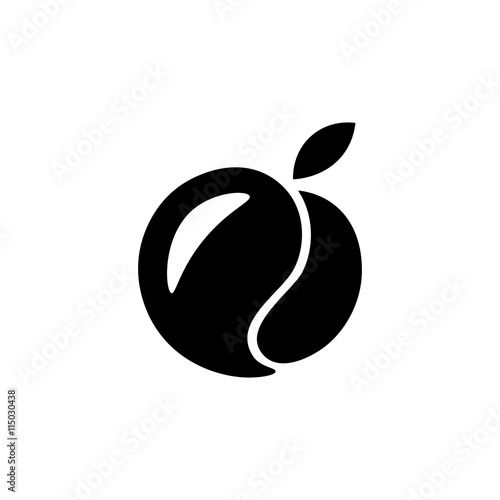 Peach icon. Black icon on white background.