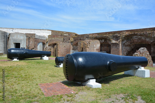 Canon Fort Sumter is a sea fort in Charleston notable for 2 battles of the American Civil War. was one of a number of many special forts planned after the War of 1812  photo