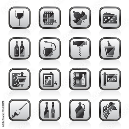 Wine industry objects icons -vector icon set