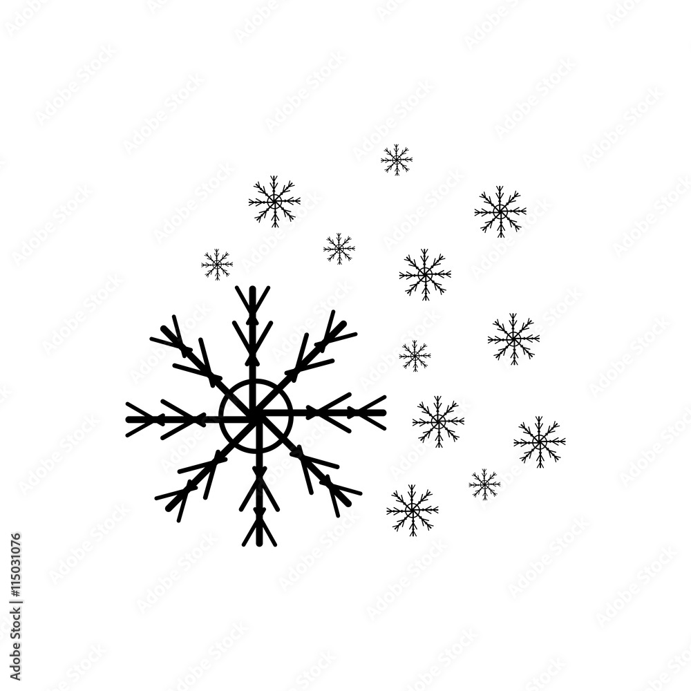 Snowflake icon. Black icon on white background. Snowflake icon. Black icon on white background.