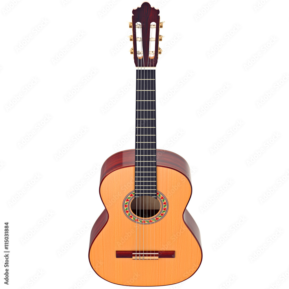 Fototapeta premium Classical guitar concert acoustic with pattern. 3D graphic