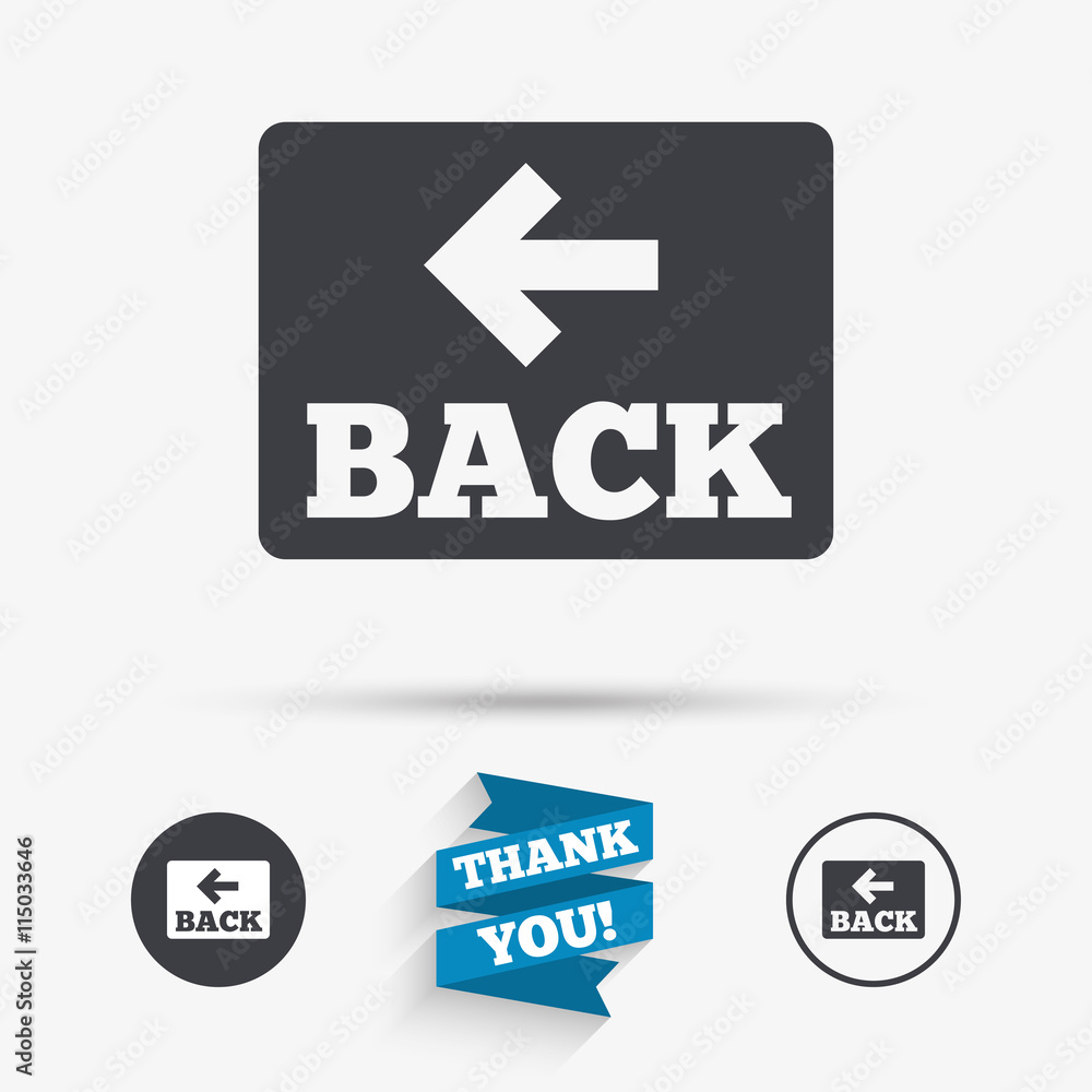 Arrow sign icon. Back button. Navigation symbol Arrow sign icon. Back button. Navigation symbol