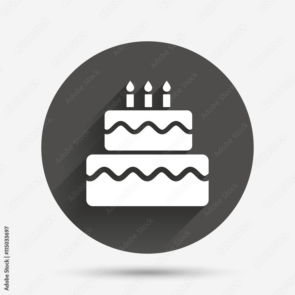 Birthday cake sign icon. Burning candles symbol Birthday cake sign icon. Burning candles symbol