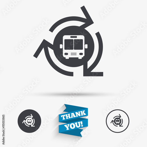 Bus shuttle icon. Public transport stop symbol.