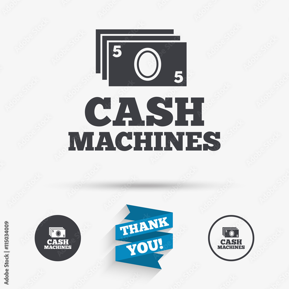 Cash machines sign icon. Paper money symbol. Cash machines sign icon. Paper money symbol.
