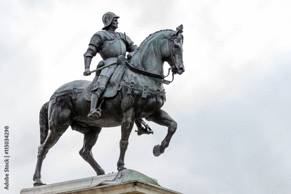 15th century statue of Bartolomeo Colleoni the famous condottiere or commander of mercenaries in Venice, Italy