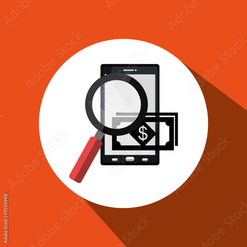 searching money online isolated icon design, vector illustration  graphic 
