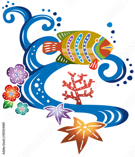 沖縄の伝統柄 紅型 のデザイン Stock ベクター Adobe Stock