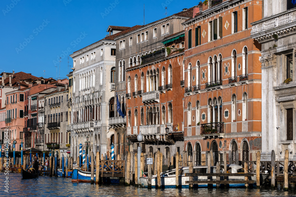 Palaces Valmarana, Cavalli, Ca'Farsetti and Ca'Loredan along the Venice Grand Canal.